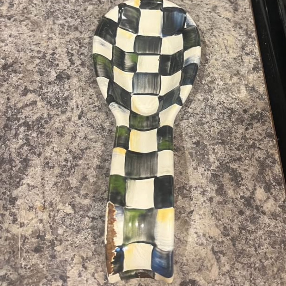 MacKenzie-Childs Courtly Check Spoon Rest + no brand paper towel holder